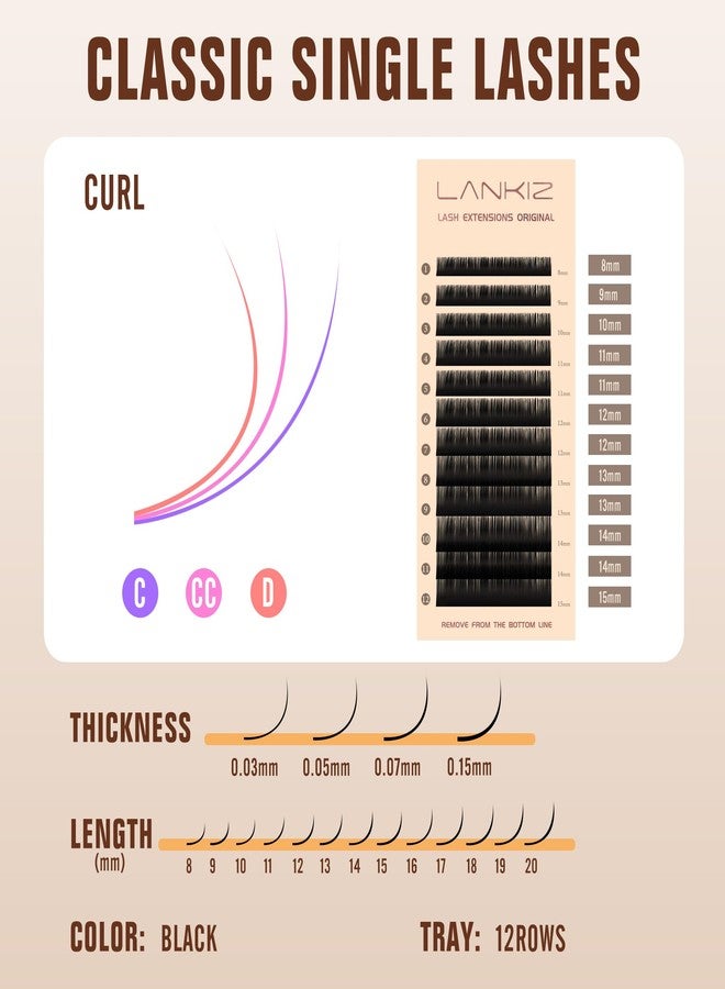 LANKIZ Classic Volume Lash Extension, 0.03 CC Curl 8-15mm Mixed Eyelash Extension Lash Trays, Super Matt Black Individual Lash Extensions for Professional Salon Use - Image 5